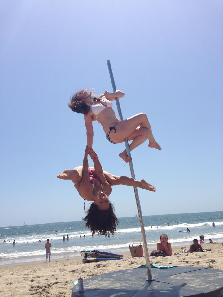 Doubles tricks on the beach! I'm the one on the top.